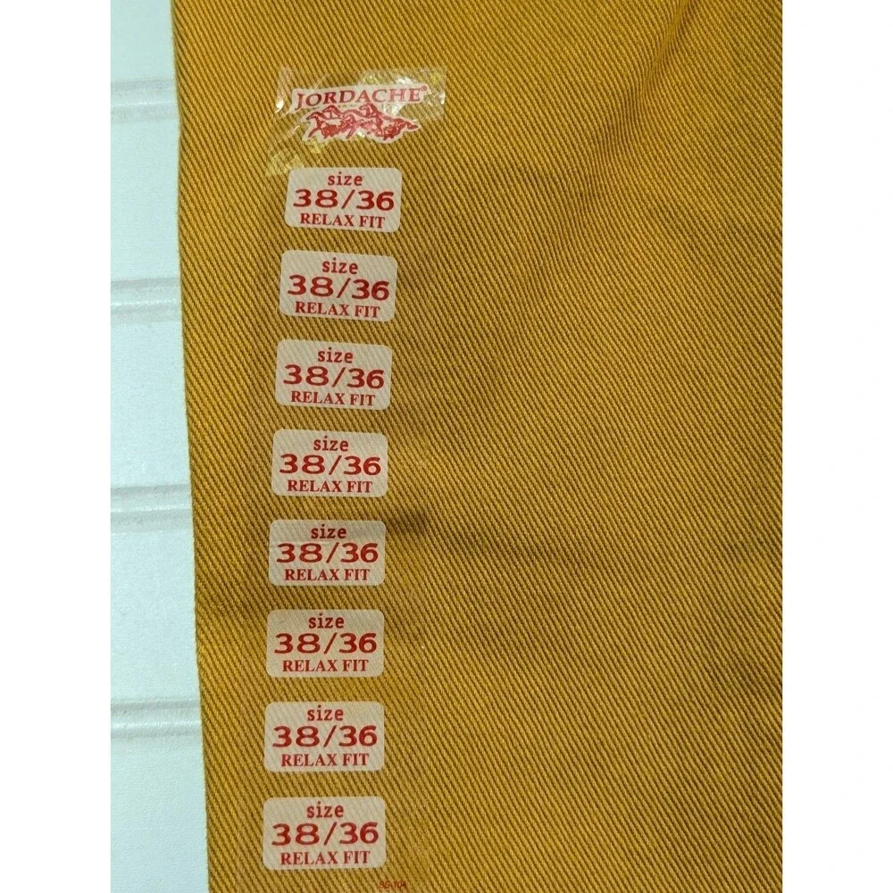Vtg Jordache Relaxed Fit Denim Jeans 38x36 (36x35) Mustard Brown Deadstock Y2K